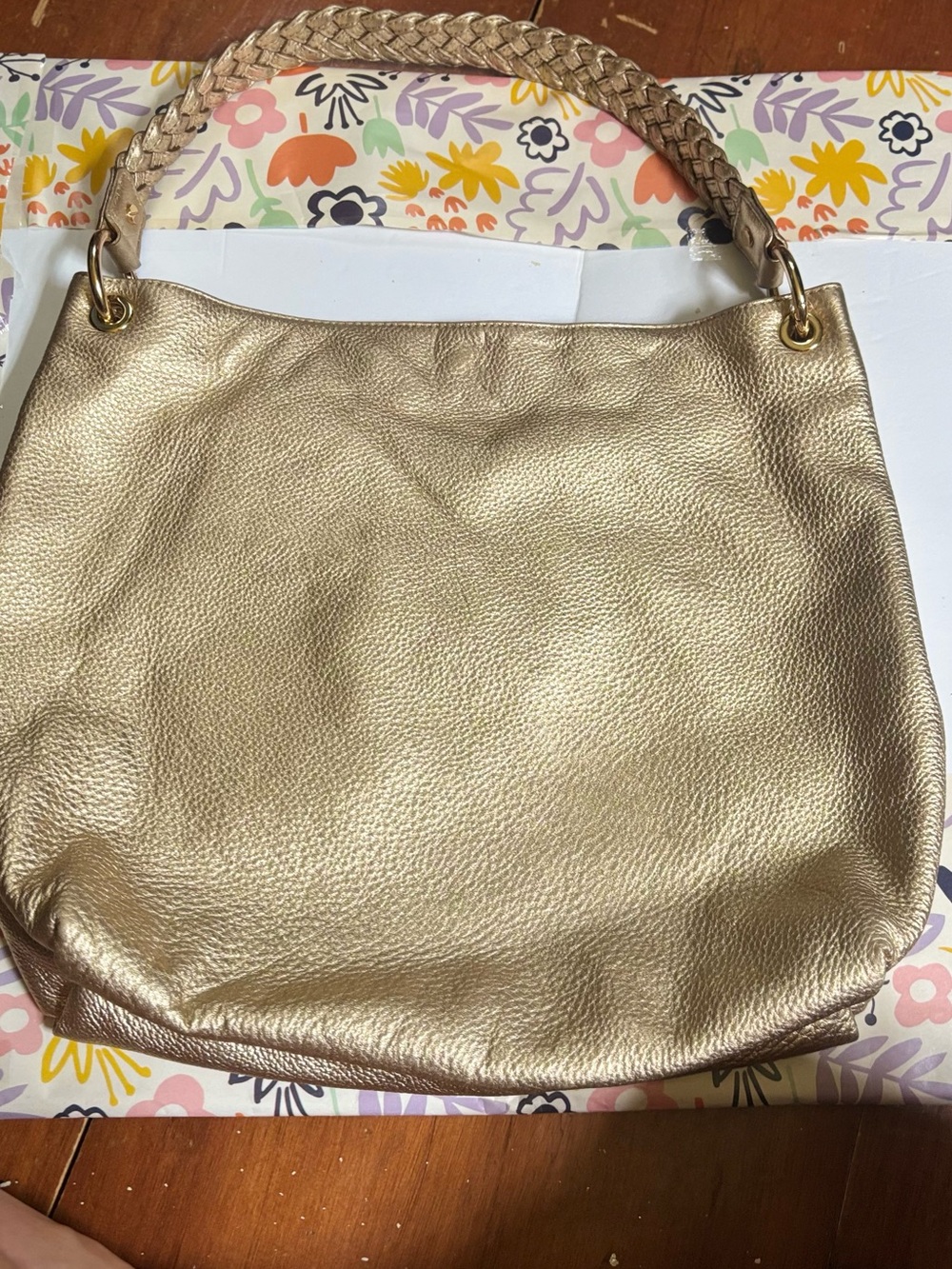 Michael Kors Gold pebbled leather shoulder bag